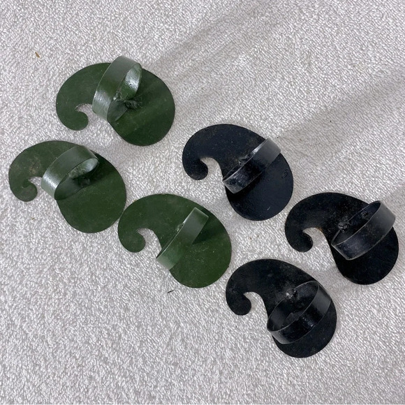 Vintage Painted Paisley Metal Napkin Rings x6 - Picture 4 of 10